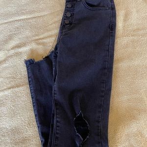 JUDY BLUE WOMEN’S BLACK DISTRESSED SKINNY JEANS SIZE 7/28